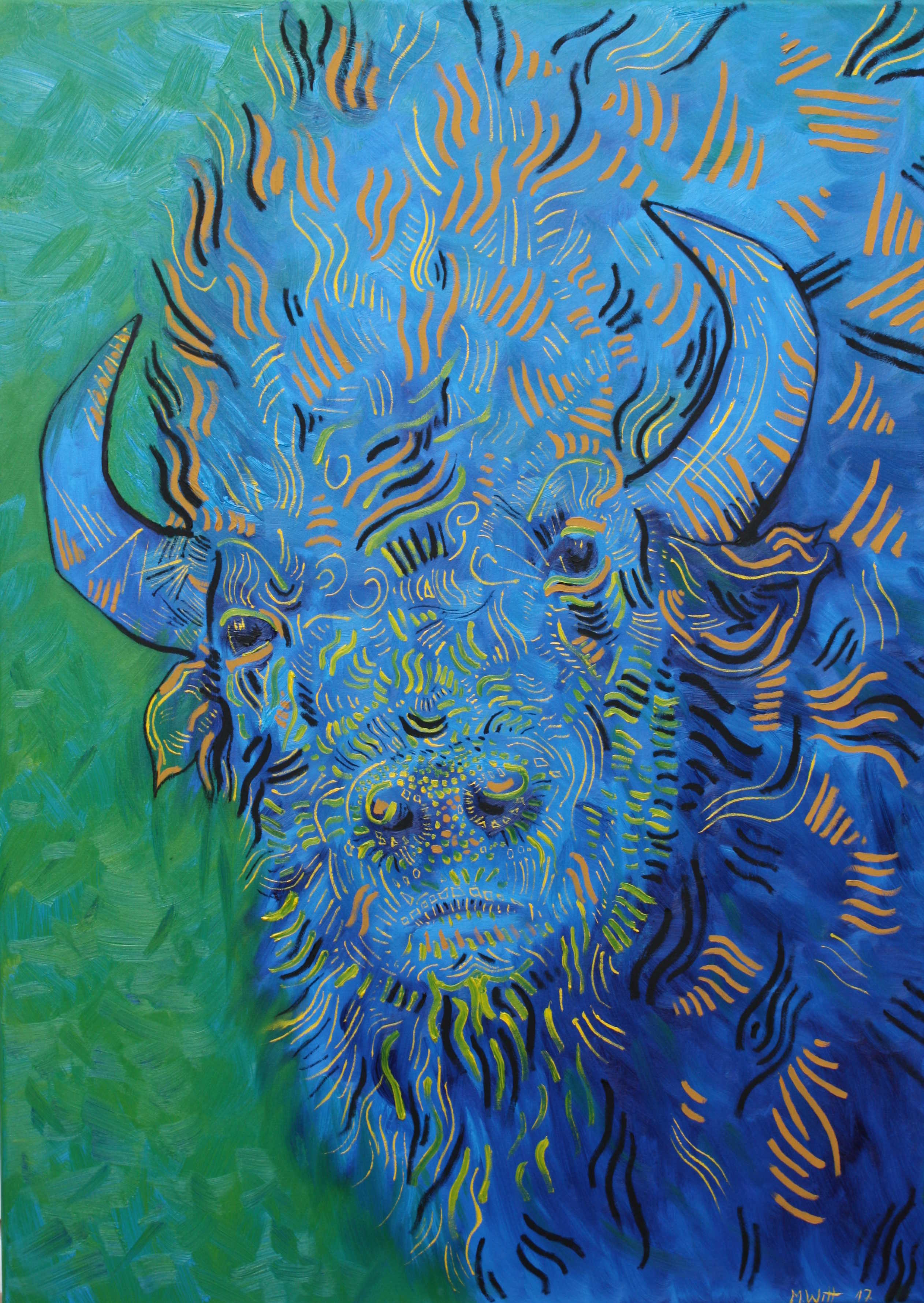 Blauer Bison / 2017 / Öl auf Leinwand / 50 x 70 cm / Marcin Witt