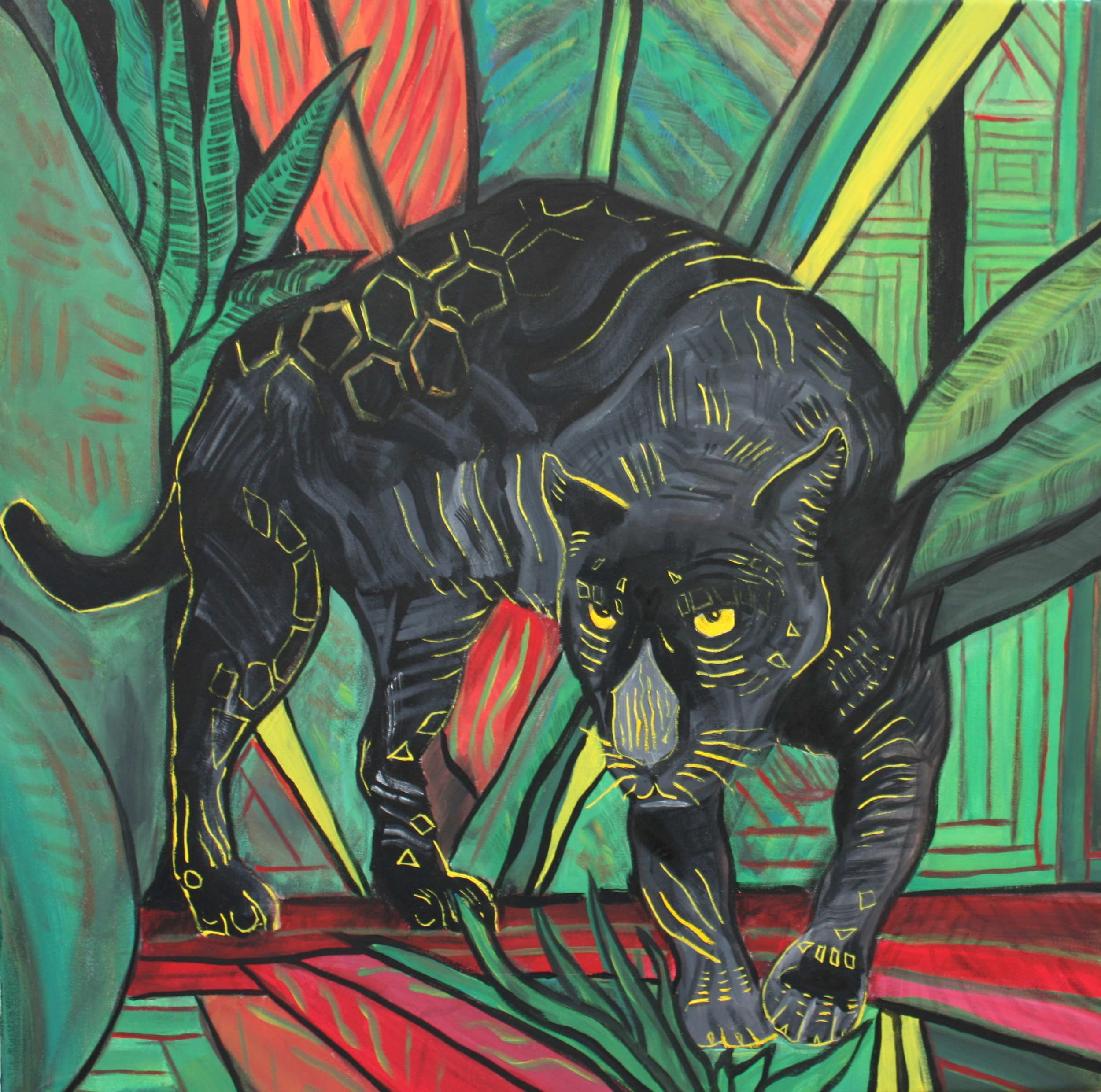 Panther / 2018 / Guache auf Leinwand / 70 x 100 cm / Marcin Witt